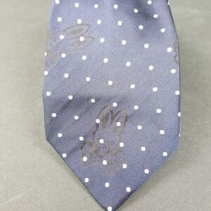 Psycho Bunny Robert Godley Mens Navy Blue Silk Polka Dot Logo Necktie